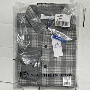 Southern Tide Mens Medium Reversible Plaid Sport Shirt Gray NWT
